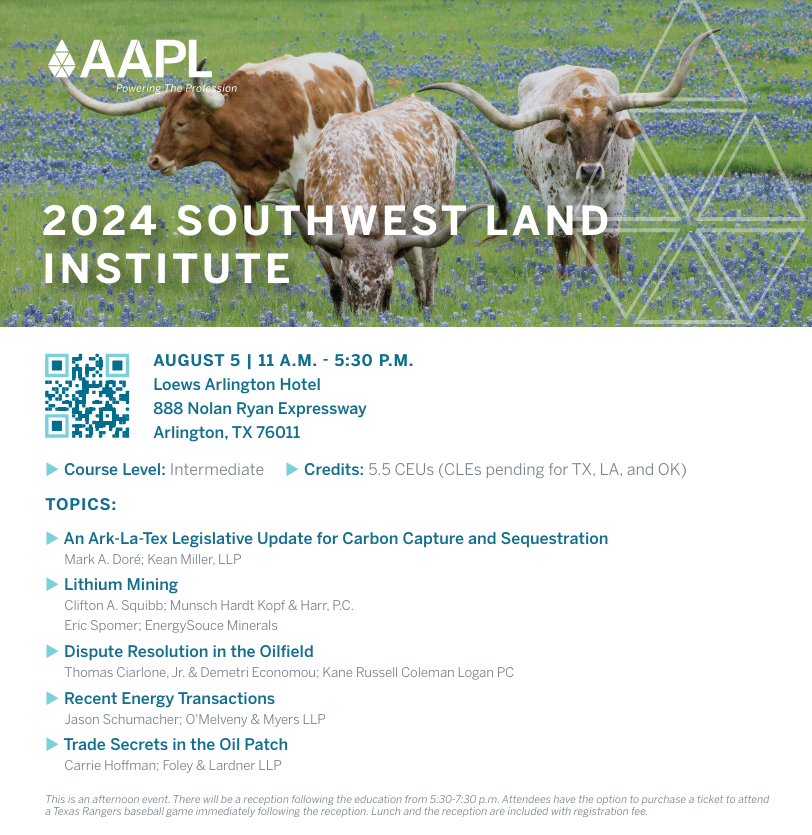 American Association Of Professional Landmen: 2024 Southwest Land Institute